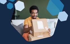 man opening package