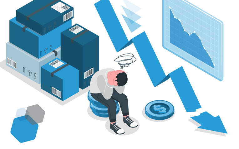 man frustrated near boxes