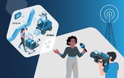 news anchor reporting on sheins new fulfillment hub and arcbest ai forklifts