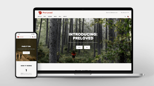 fjallraven pre loved website homepage on laptop and smartphone