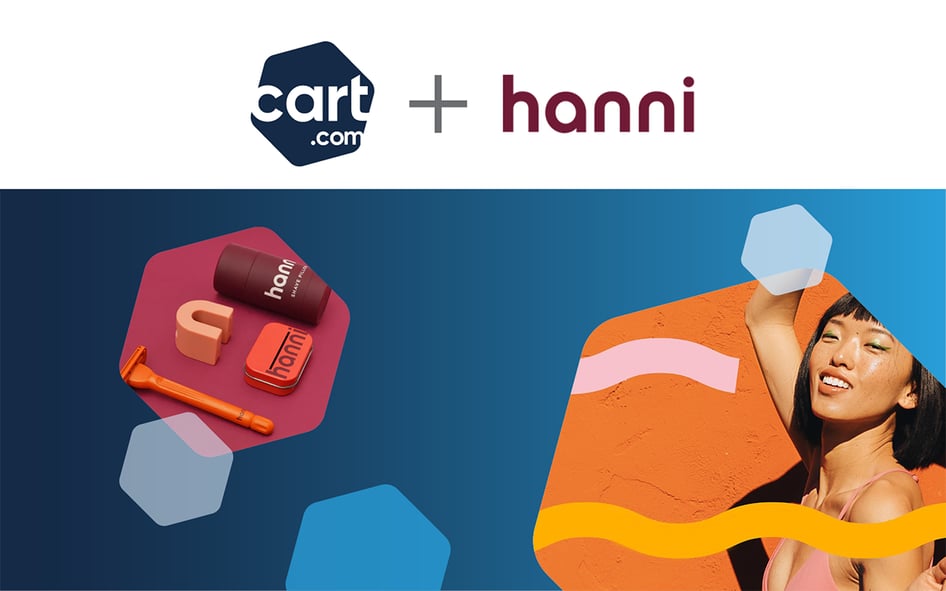 cart.com plus symbol, hanni bodycare brand logo and products
