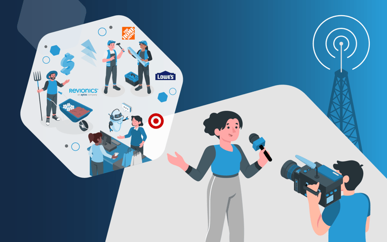 news anchor reporting on target, Lowes and revionics brand trends and commerce news