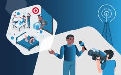news anchor reporting on Target same day delivery and Ashley furniture mattress acquisition