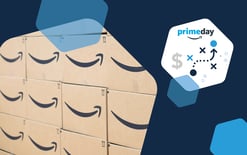 multiple amazon boxes with graphics representing prime day and prime day strategies