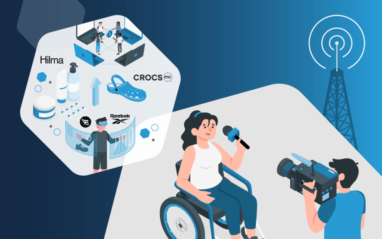 news reporter speaking about Hilma brand, crocs, reebok's vr experience and blockchain