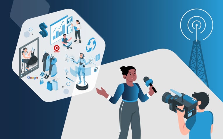 news anchor reporting on ecommerce fashion brands and other trending commerce news
