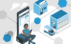 woman shopping ecommerce website, multi node fulfillment warehouses
