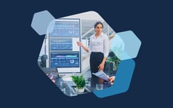 woman in front of data screens
