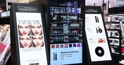 sephora virtual artist display with makeup options