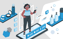 woman wearing sunglasses and sharing on social media, representing beauty fulfillment and ecommerce trends